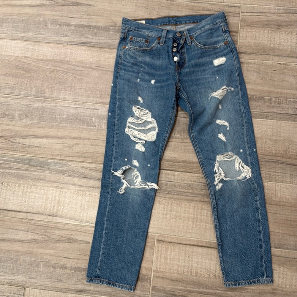 Levi’s 501 Distressed Tapered Jeans